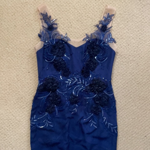 Marchesa Notte Navy MIDI dress *flaws* - Picture 5 of 14